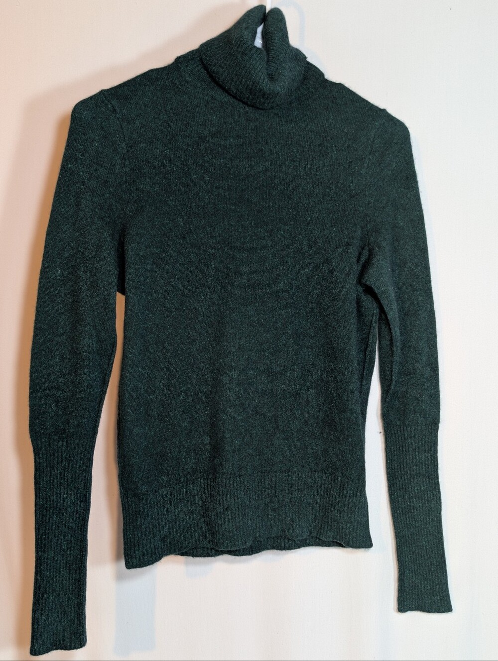 Aqua 100% Cashmere Dark Green Long Sleeve Turtleneck Sweater Forest S Small